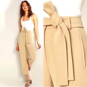 Aritzia Wilfred Tie-Front High Waisted Trousers. Slate.